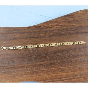 Gold-Tone Vintage Chain Link Bracelet With Lobster Claw Clasp 8 inch